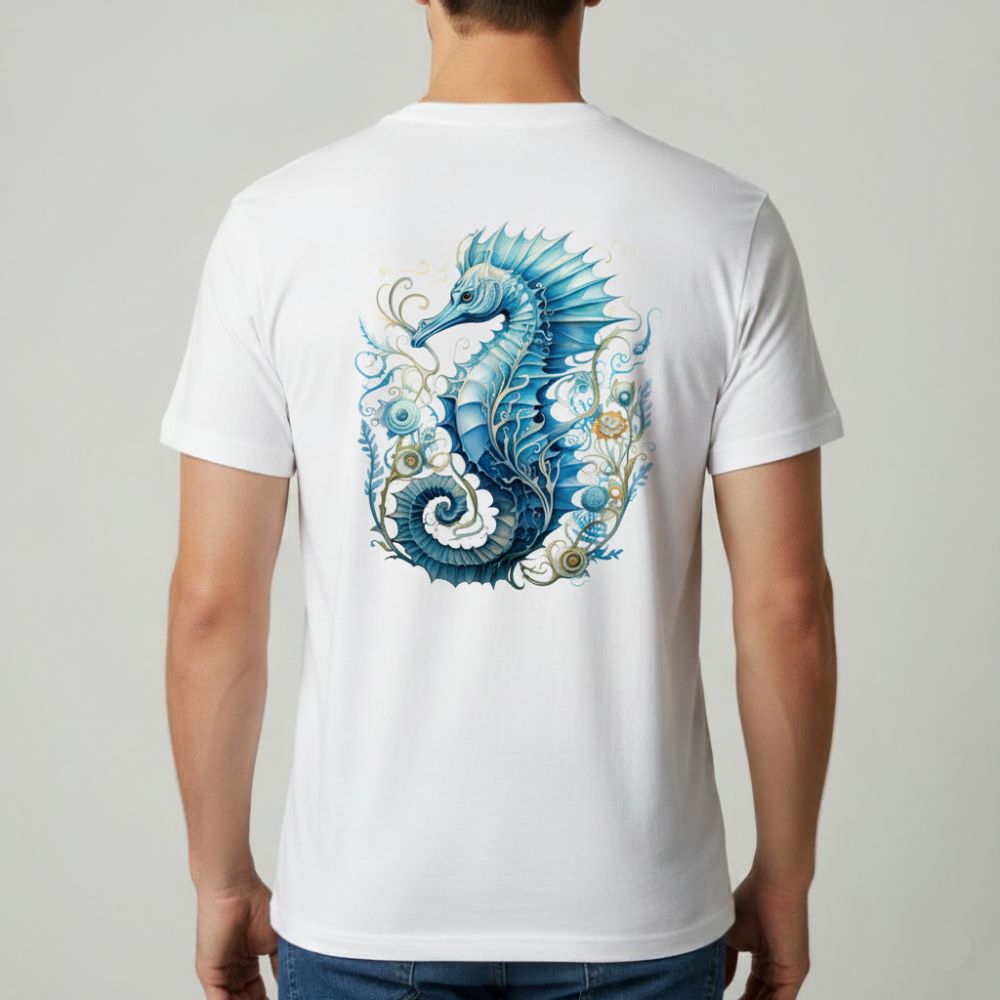 Mystisches Seepferdchen T-Shirt Rückenprint T-Shirt