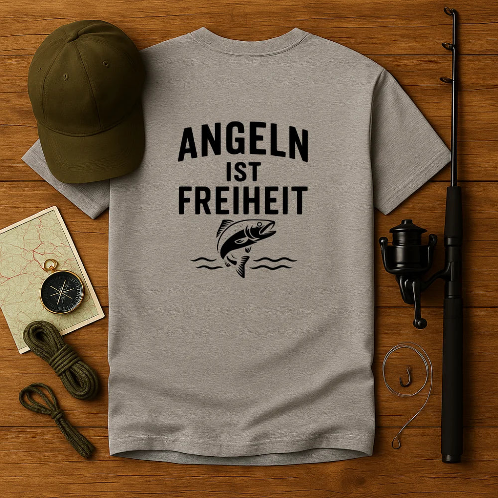 Angeln ist Freiheit – Rückenprint Edition T-Shirt